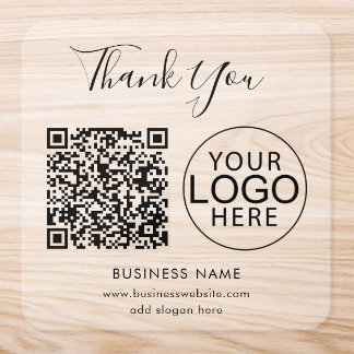 Custom Business Logo and QR Code Thank You Square Sticker