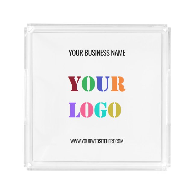 Custom Business Logo and Text Acrylic Serving Tray (Front)