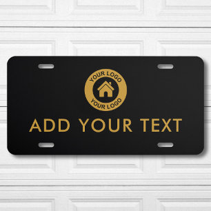 Custom Business Logo And Text Black License Plate