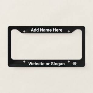 Custom Business Logo and Text Black License Plate Frame