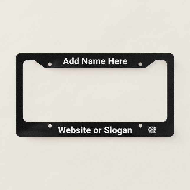Custom Business Logo and Text Black License Plate Frame (Front)
