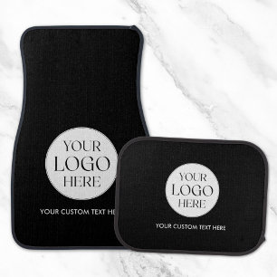Custom Business Logo and Text Black White Modern Car Floor Mat