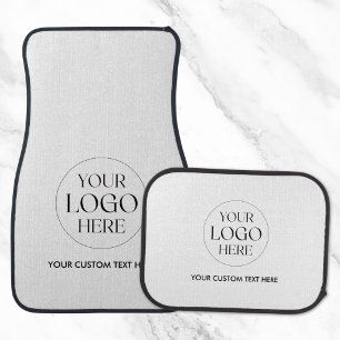 Custom Business Logo and Text Black White Modern Car Floor Mat