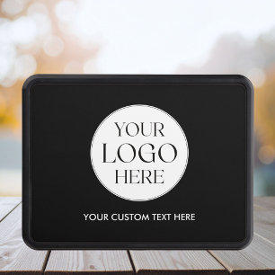Custom Business Logo and Text Black White Modern Hitch Cover