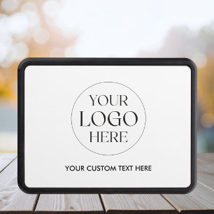 Custom Business Logo and Text Black White Modern Hitch Cover