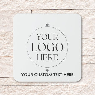 Custom Business Logo and Text Black White Outdoor Metal Sign