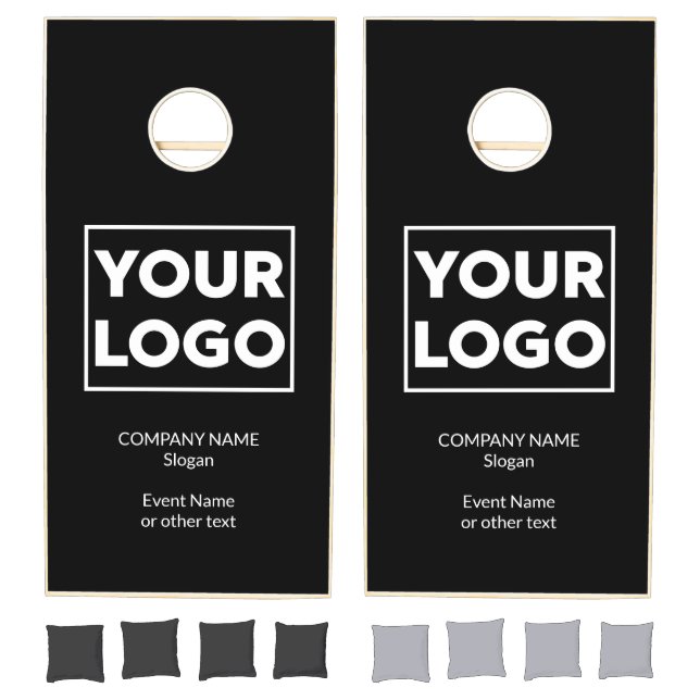 Custom Business Logo and Text Branded Black Cornhole Set (Set)