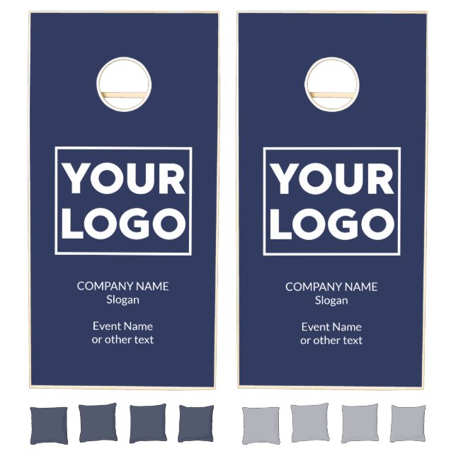 Custom Business Logo and Text Branded Navy Blue Cornhole Set (Set)