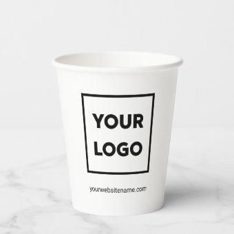 Custom Business Logo and Text Branded Paper Cups | Zazzle