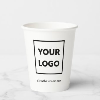 Custom Business Logo and Text Branded Paper Cups | Zazzle