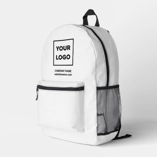 Custom Business Logo and Text Branded White Printed Backpack