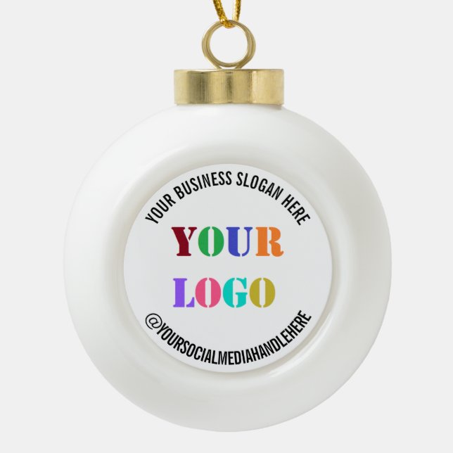 Custom Business Logo and Text Christmas Ornament (Front)