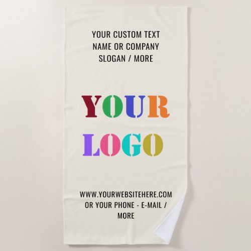 Custom Business Logo and Text Company Beach Towel
