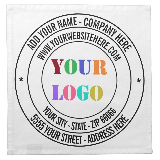 Custom Business Logo and Text Company Cloth Napkin (Front)