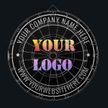 Custom Business Logo and Text Company Dart Board<br><div class="desc">Custom Colors and Font - Personalized Dart Board with Your Company Logo Name Website or Custom Text Promotional Business Dartboards Gift - Add Your Logo - Image or QR Code - Photo / Name - Company / Website - Information / More - Resize and move or remove and add elements...</div>