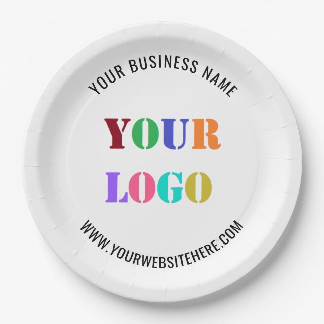 Custom Business Logo and Text Company Paper Plates (Front)