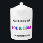 Custom Business Logo and Text Company Teapot<br><div class="desc">Custom Colors and Fonts - Design Your Own Teapots with Your Logo Name Website Promotional Personalized Company Office Promotion Business or Personal Customizable Colors and Text Modern Teapot Gift - Add Your Logo - Image - Photo or QR Code / Name - Company / Website or E-mail or Phone -...</div>