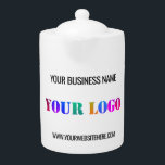 Custom Business Logo and Text Company Teapot<br><div class="desc">Custom Colors and Fonts - Teapots with Your Logo Name Website Promotional Personalized Company Office Promotion Business or Personal Customizable Colors and Text Modern Teapot Gift - Add Your Logo - Image - Photo or QR Code / Name - Company / Website or E-mail or Phone - Contact Information /...</div>