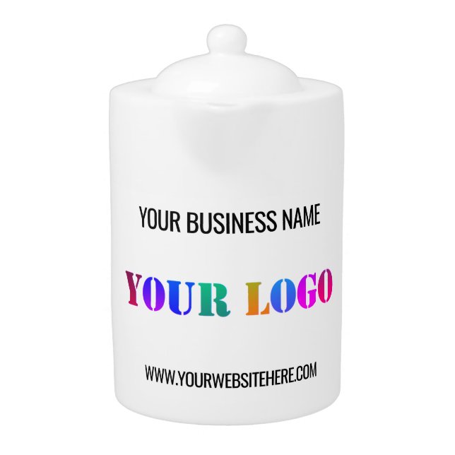 Custom Business Logo and Text Company Teapot (Front)