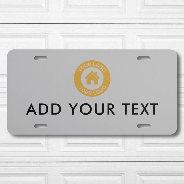 Custom Business Logo And Text Gray License Plate (Creator Uploaded)