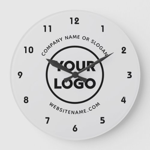 Custom Business Logo and Text Grey Background Large Clock
