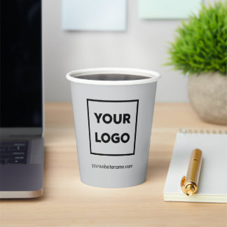 Custom Business Logo and Text Grey Branded Paper Cups