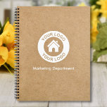 Custom Business Logo And Text Kraft Style Notebook<br><div class="desc">Upload a logo, add text, and easily create your personalized notebook. Click CUSTOMIZE FURTHER to change the text color. You can TRANSFER this DESIGN on other Zazzle products and adjust it to fit most of the Zazzle items. Standard Studio designs are made in high-resolution vector graphics for a professional print....</div>