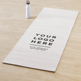 Custom Business Logo and Text Light Wood Elegant Yoga Mat