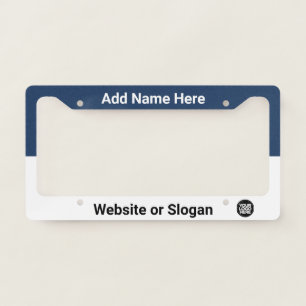 Custom Business Logo and Text Navy Blue License Plate Frame