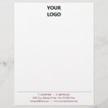 Custom Business Logo and Text Office Letterhead<br><div class="desc">Your Colors and Font - Simple Personalized Black and White Business Office Letterhead with Logo - Add Your Loho - Image / Address / Contact Information / more - Resize and move or remove and add elements / text with customization tool ! Design by MIGNED. Please see my other projects...</div>