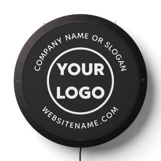 Custom Business Logo and Text on Black LED Sign (Lights Off)