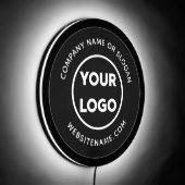 Custom Business Logo and Text on Black LED Sign (Angle)
