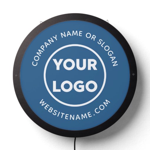 Custom Business Logo and Text on Blue LED Sign | Zazzle