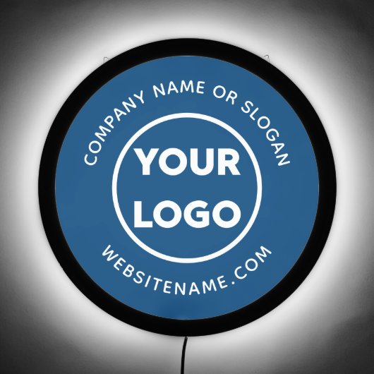 Custom Business Logo and Text on Blue LED Sign (Front)