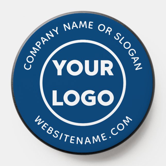 Custom Business Logo and Text on Blue PopSocket (Popsocket)