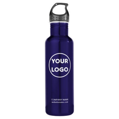 Custom Business Logo and Text on Blue Stainless Steel Water Bottle