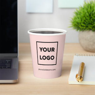 Custom Business Logo and Text on Pink Branded Paper Cups