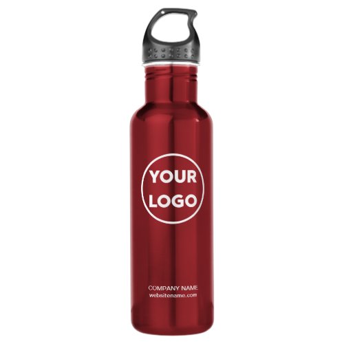 Custom Business Logo and Text on Red Stainless Steel Water Bottle