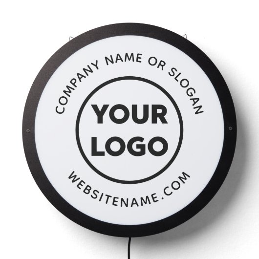 Custom Business Logo and Text on White LED Sign (Lights Off)