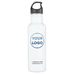 Custom Business Logo and Text on White Stainless Steel Water Bottle