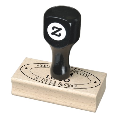 Custom Business Logo and Text Oval Rubber Stamp