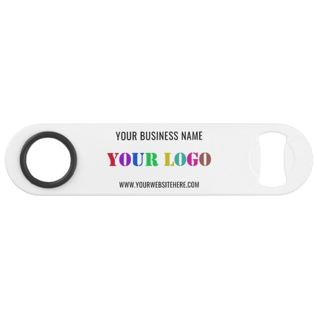 Custom Business Logo and Text Personalized Bar Key (Front (Horizontal))