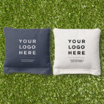 Custom Business Logo and Text Professional Cornhole Bags<br><div class="desc">Create your own Corporate Cornhole bags! A simple and modern Business Logo Cornhole bags featuring your Website, Slogan or any personalized marketing text on classic navy blue and white, for a clear and professional look, fully customizable: choose any font, any background color. Perfect for corporate outdoor celebrations, employee birthdays, boss...</div>