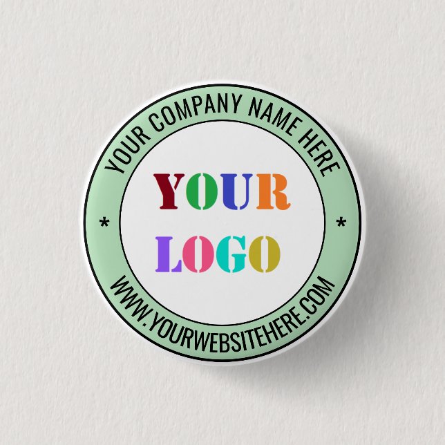 Custom Business Logo and Text Promotional Button (Front)
