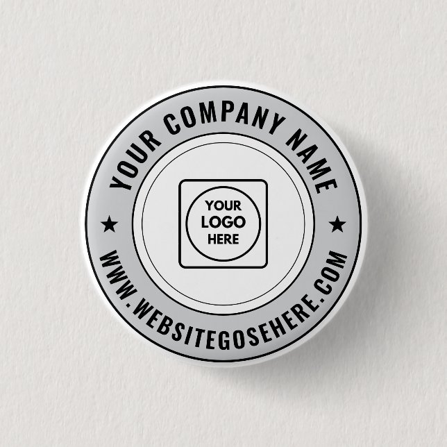 Custom Business Logo and Text Promotional Design Button (Front)