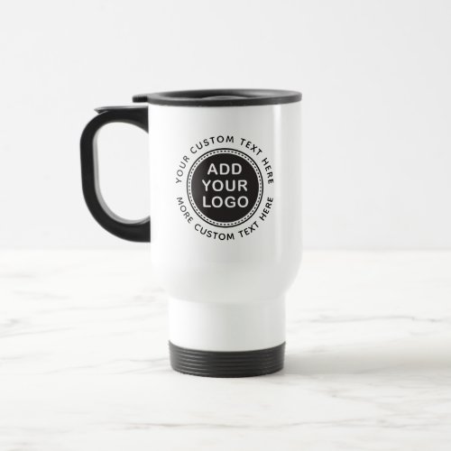 Custom business logo and text promotional travel mug