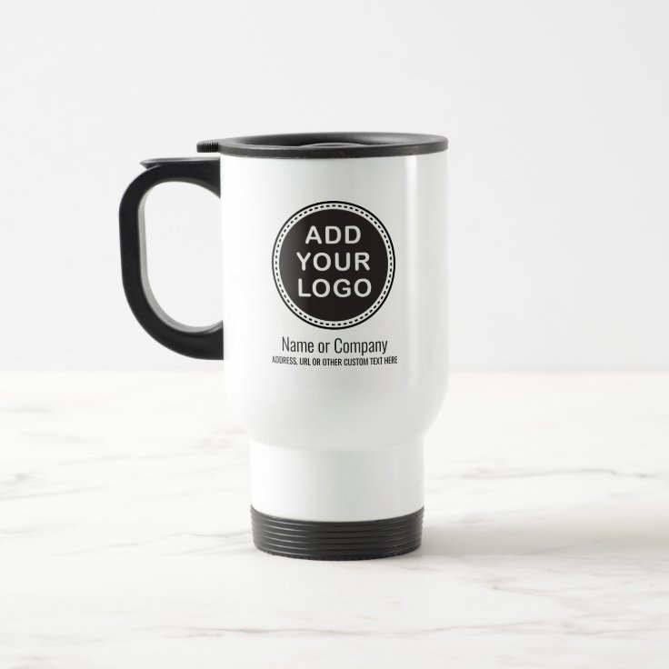 Custom business logo and text promotional travel mug | Zazzle