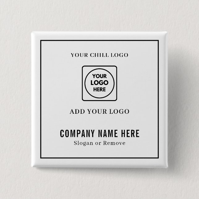 Custom Business Logo and Text Rectangle Design Button (Front)