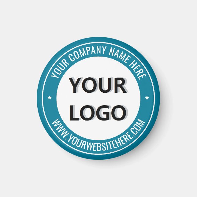 Custom Business Logo and Text Round Magnet (Front)