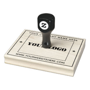 Custom Business Logo and Text Square Rubber Stamp